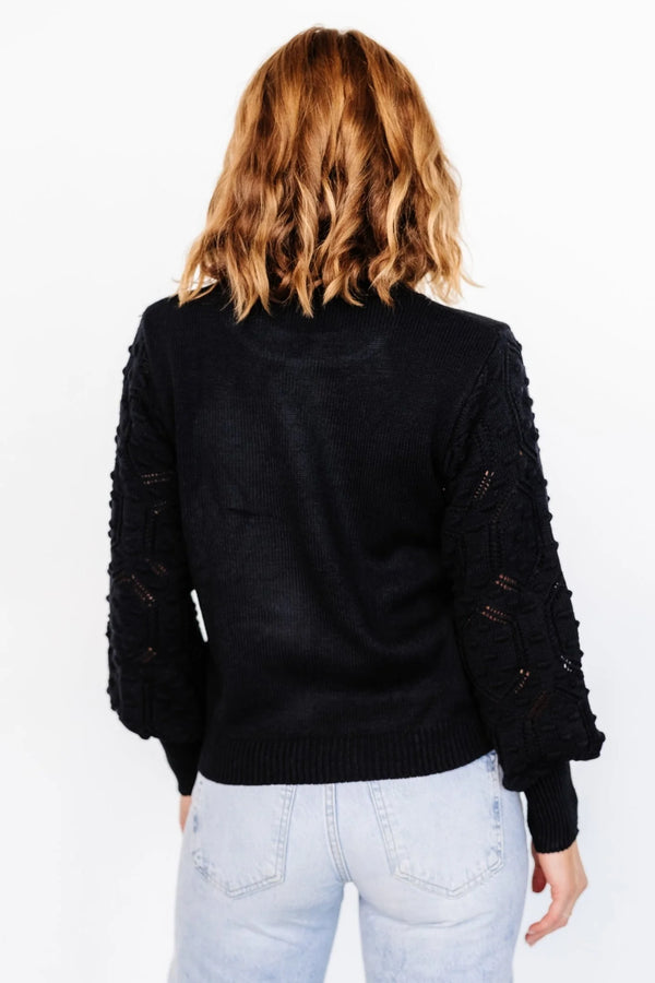 Devri Pointelle Sweater | Black