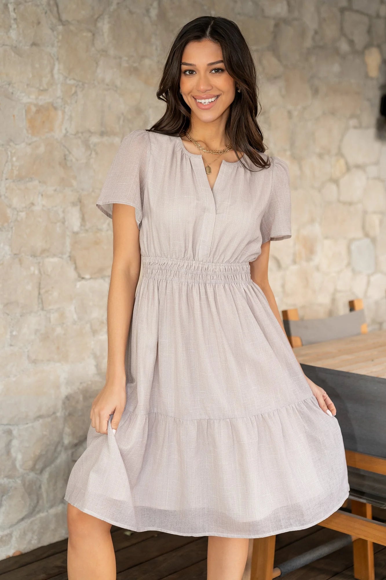 Dita Short Dress | Natural Secondary image