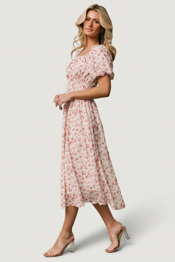 Dorine Midi Dress | Ivory + Blush Floral