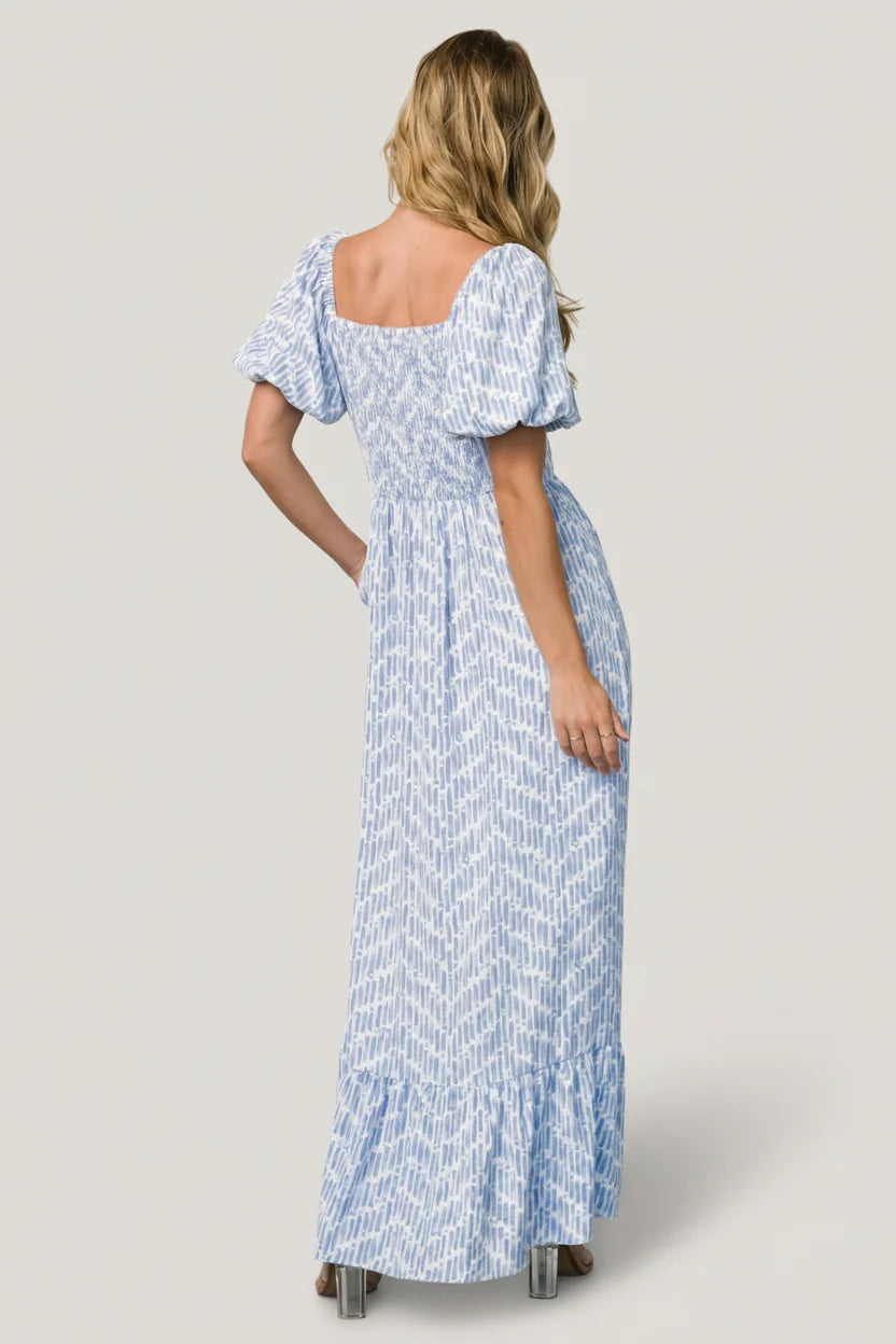 Durban Maxi Dress | Dusty Blue Print Secondary image