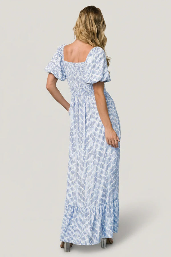 Durban Maxi Dress | Dusty Blue Print