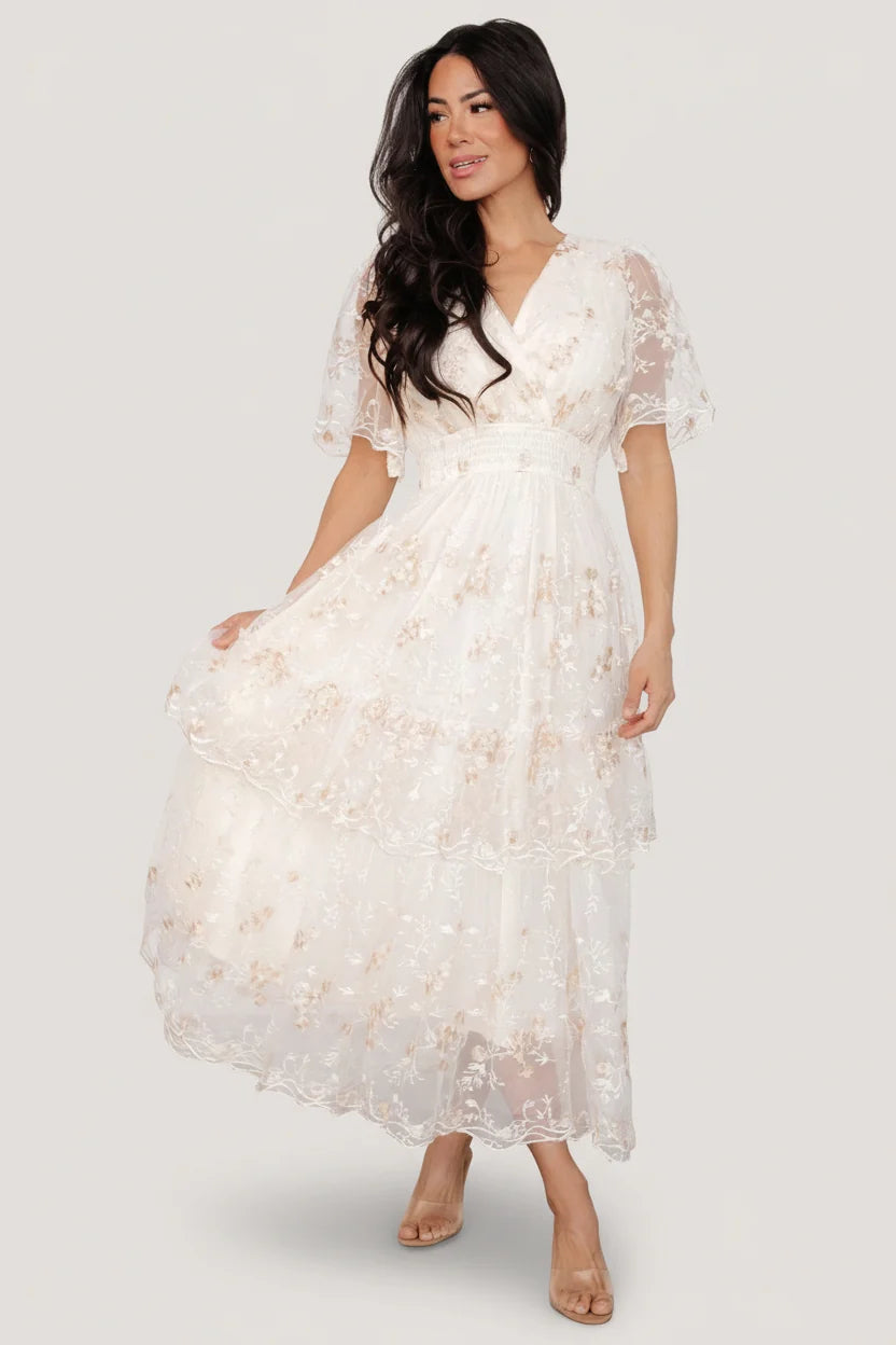 Eleanor Embroidered Midi Dress | Cream Floral Secondary image