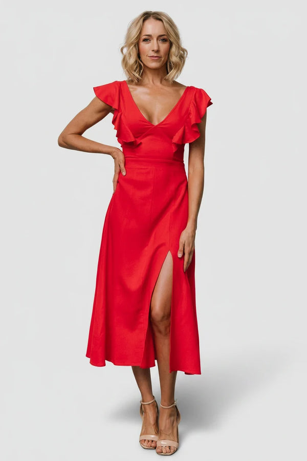 Elena Midi Dress | Red