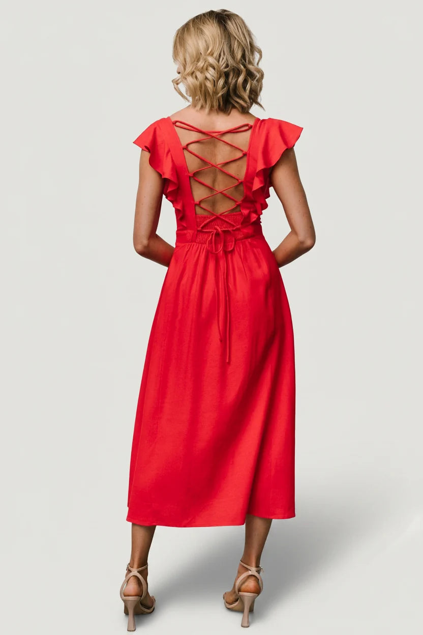 Elena Midi Dress | Red