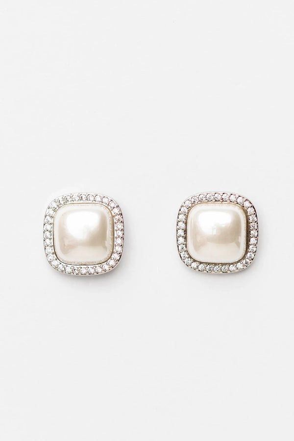 Elianna Pearl Stud Earring | Silver