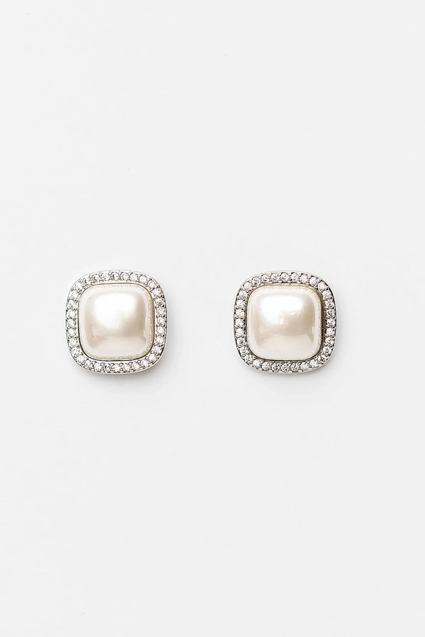 Elianna Pearl Stud Earring | Silver