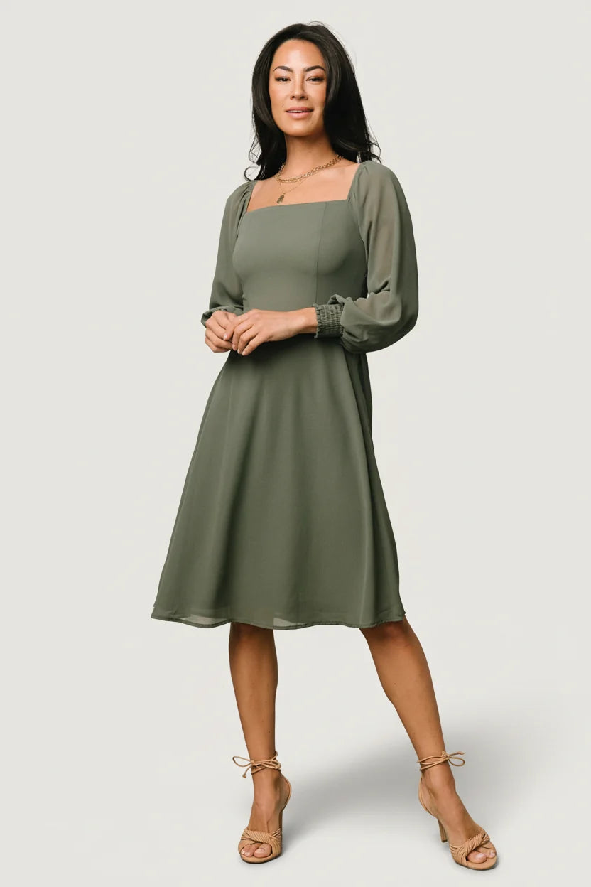 Elise Short Dress | Dark Sage Main image