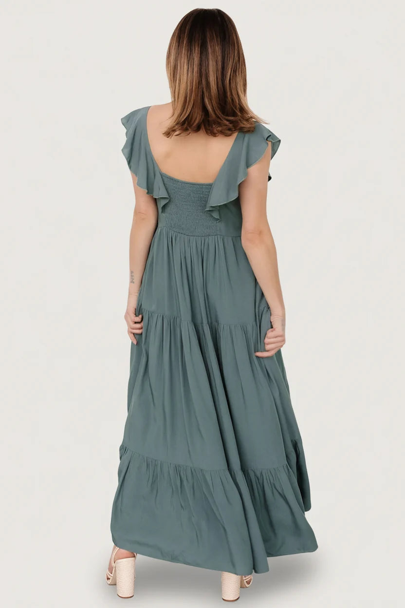 Ellie Ruffle Top Dress | Deep Teal