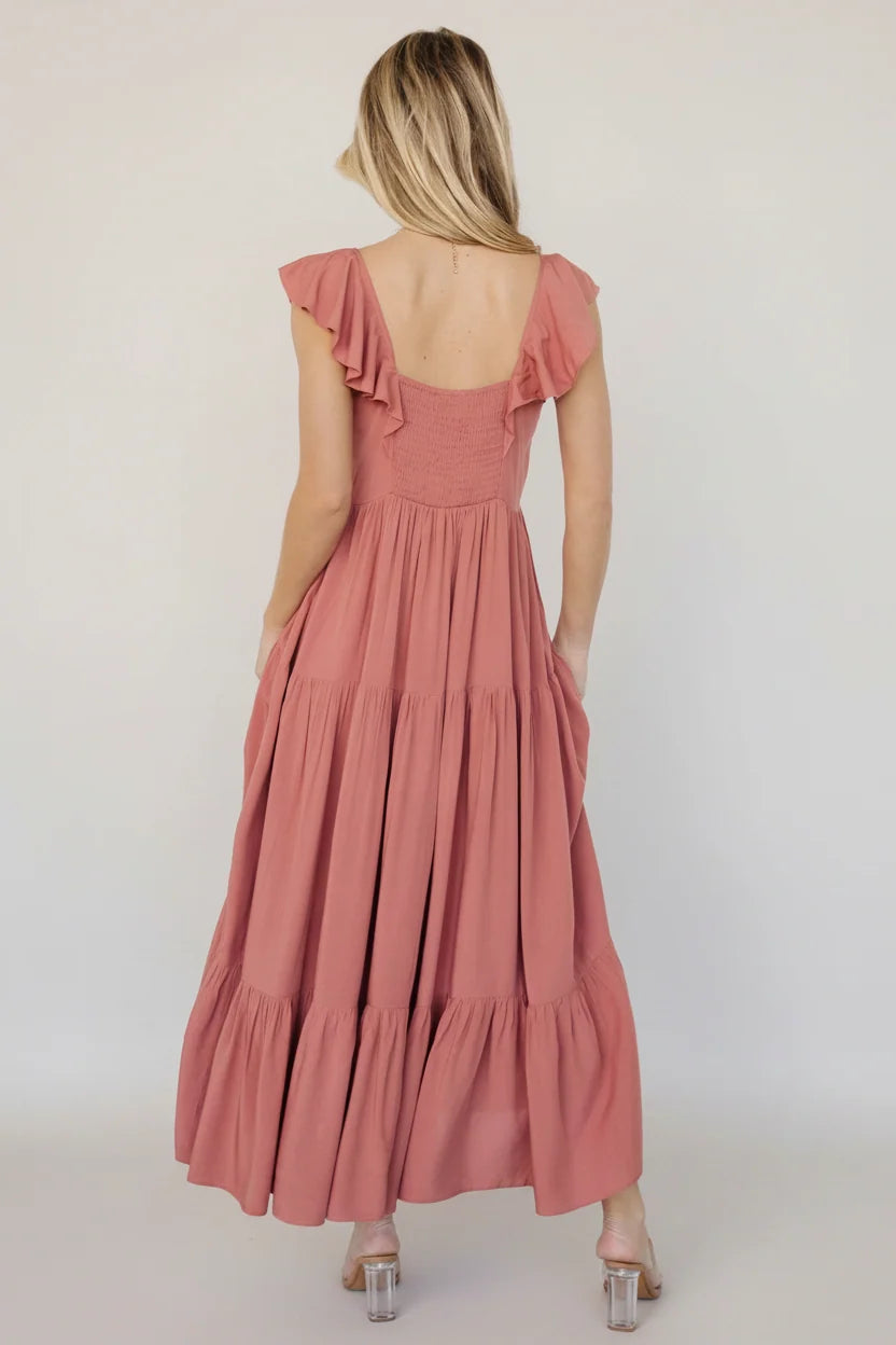 Ellie Ruffle Top Dress | Terracotta