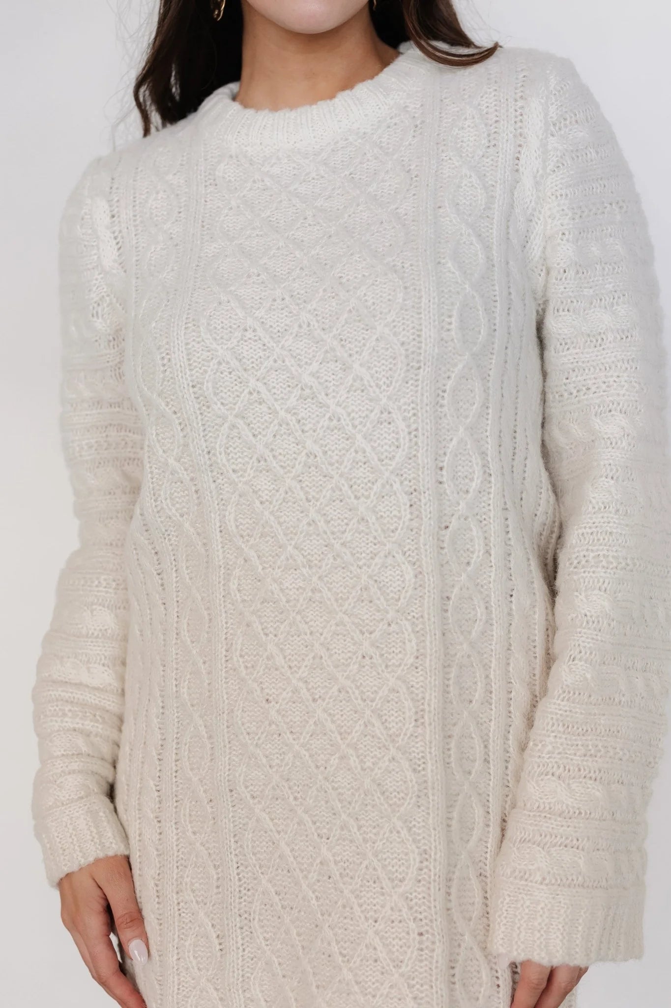 Ellis Cable Knit Sweater Dress | Ivory Secondary image