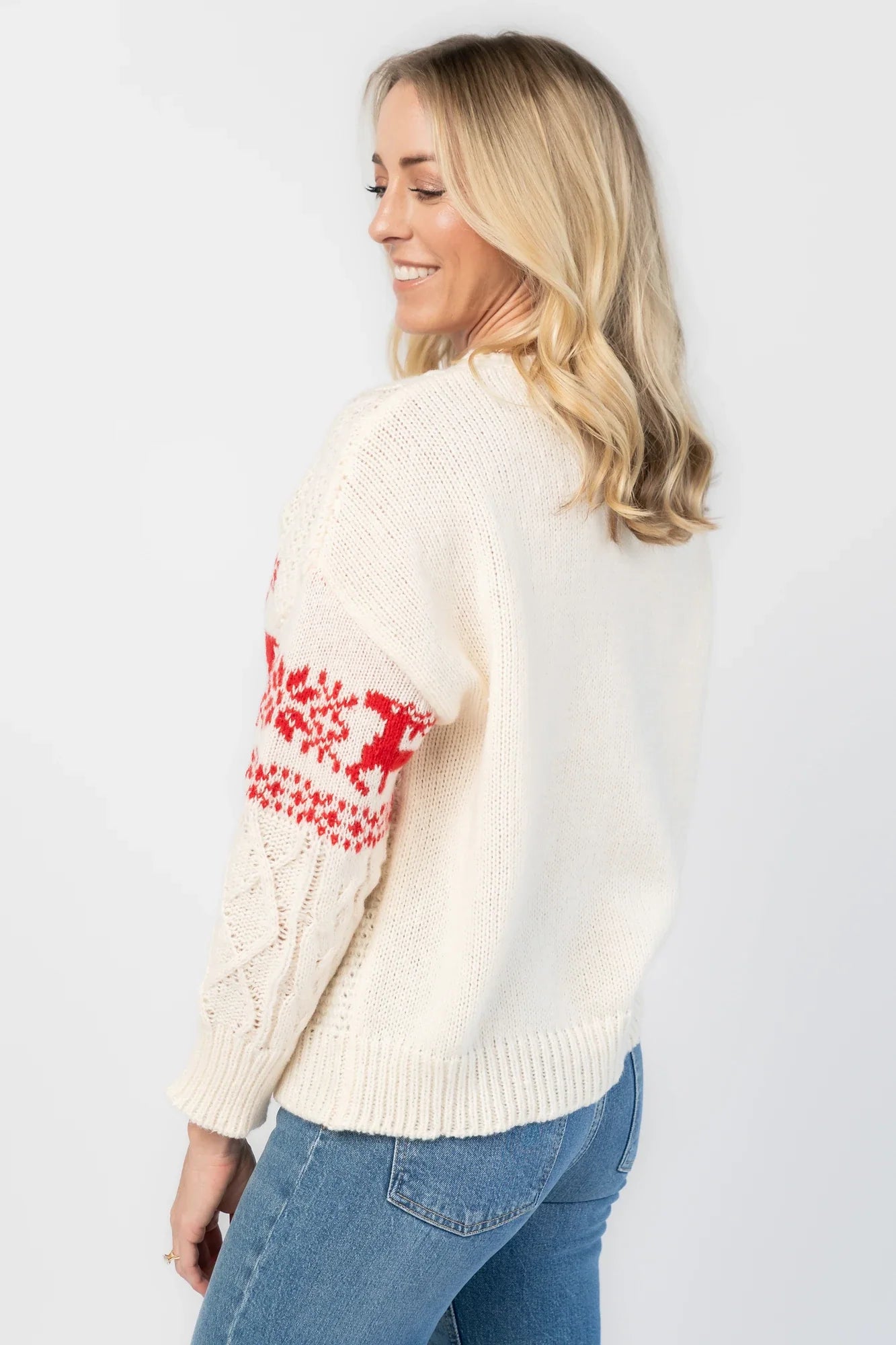 Elyse Sweater | Cream + Red Secondary image