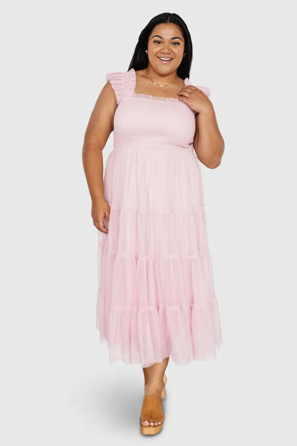 Emma Smocked Tulle Dress | Mauve