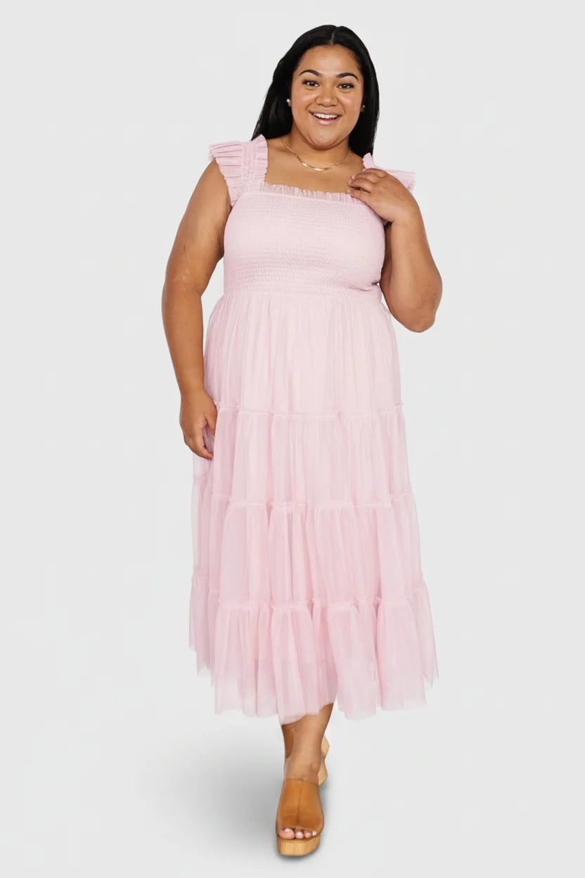 Emma Smocked Tulle Dress | Mauve Main image