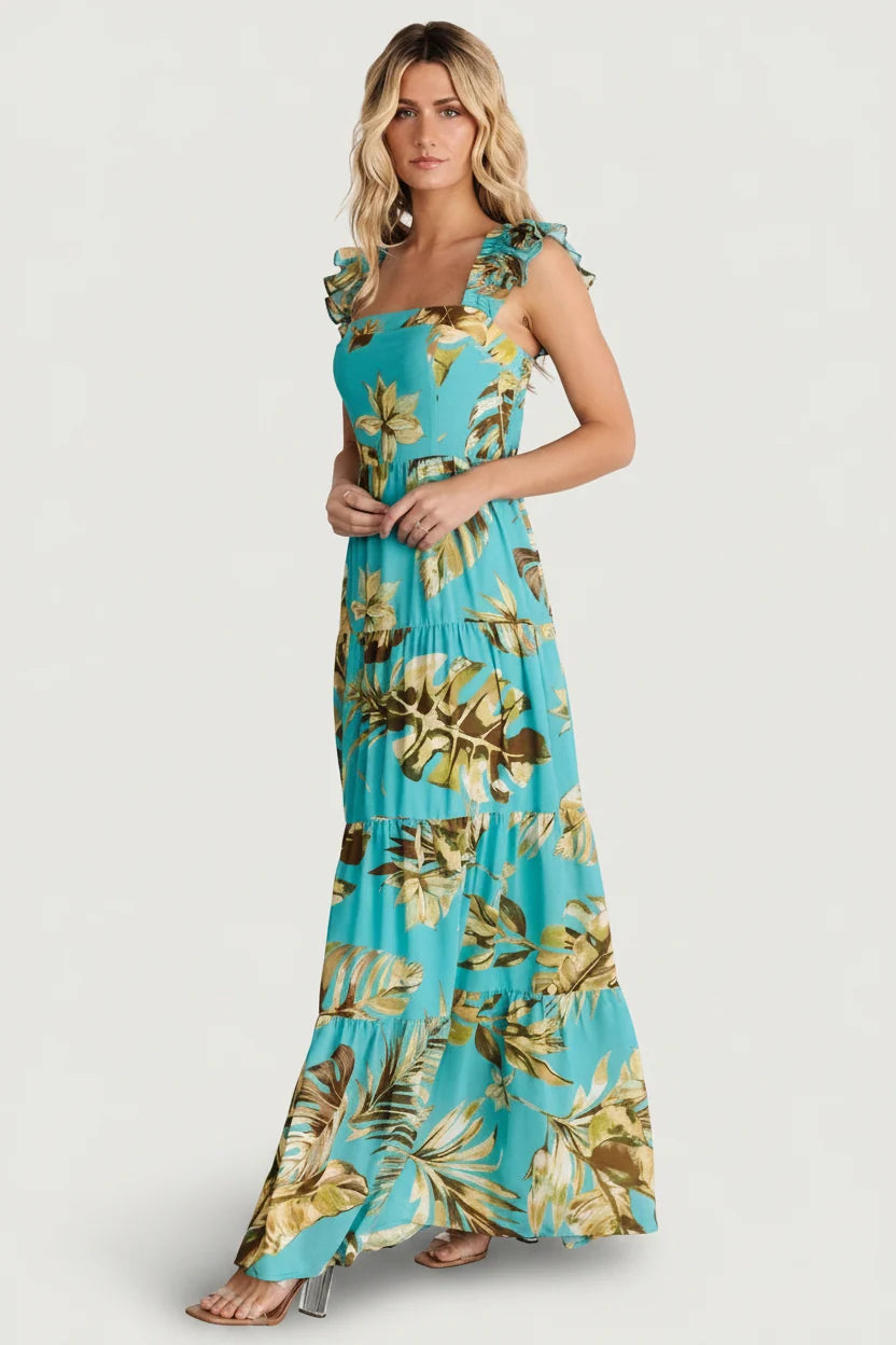Encinitas Maxi Dress | Caribbean Blue Print