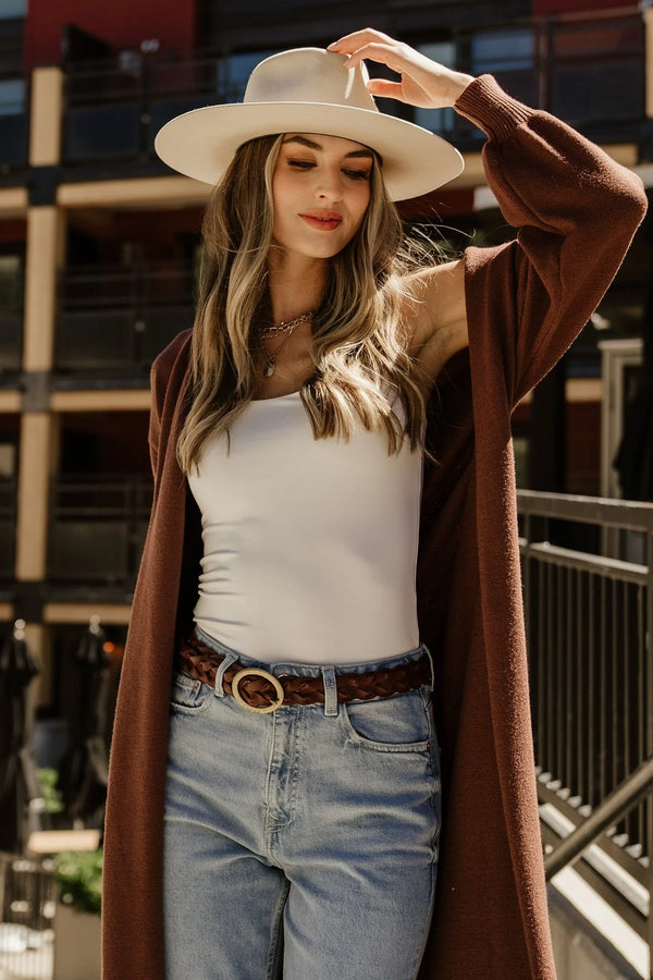 Ethel Long Cardigan | Dark Brown