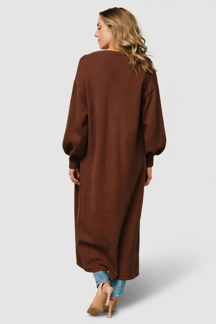 Ethel Long Cardigan | Dark Brown