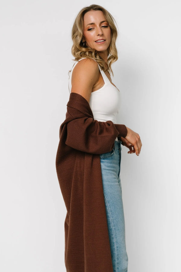 Ethel Long Cardigan | Dark Brown
