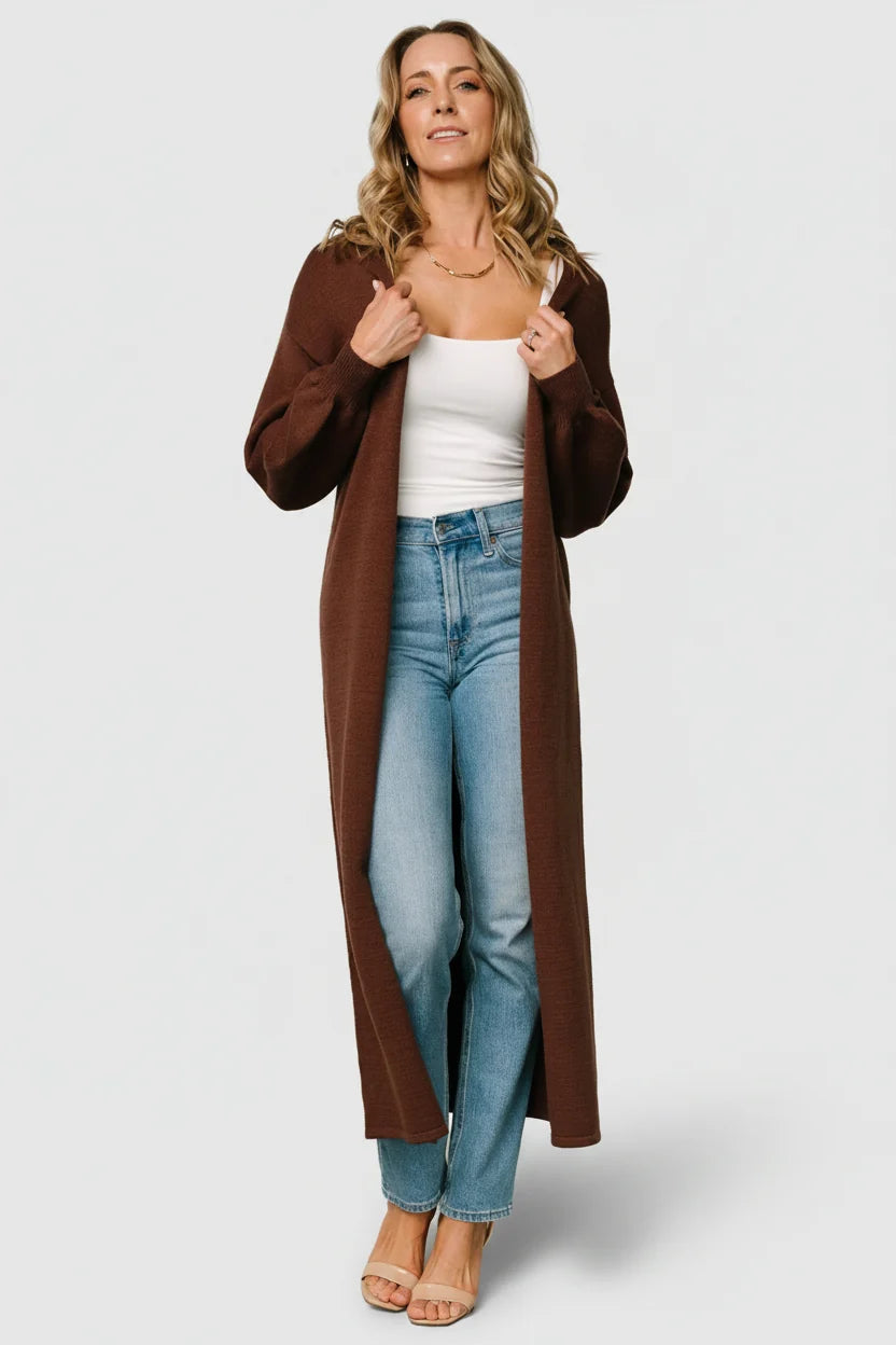 Ethel Long Cardigan | Dark Brown Main image