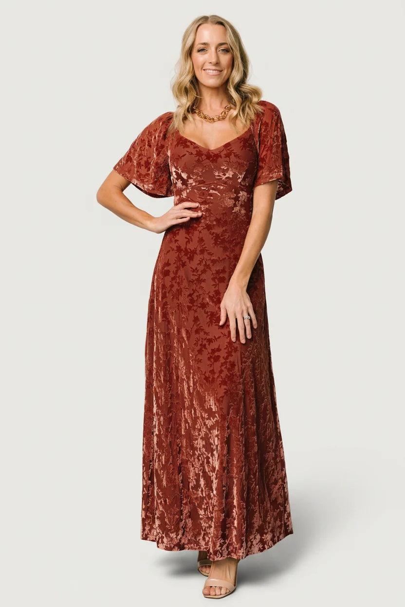 Everley Velvet Maxi Dress | Cinnamon Main image