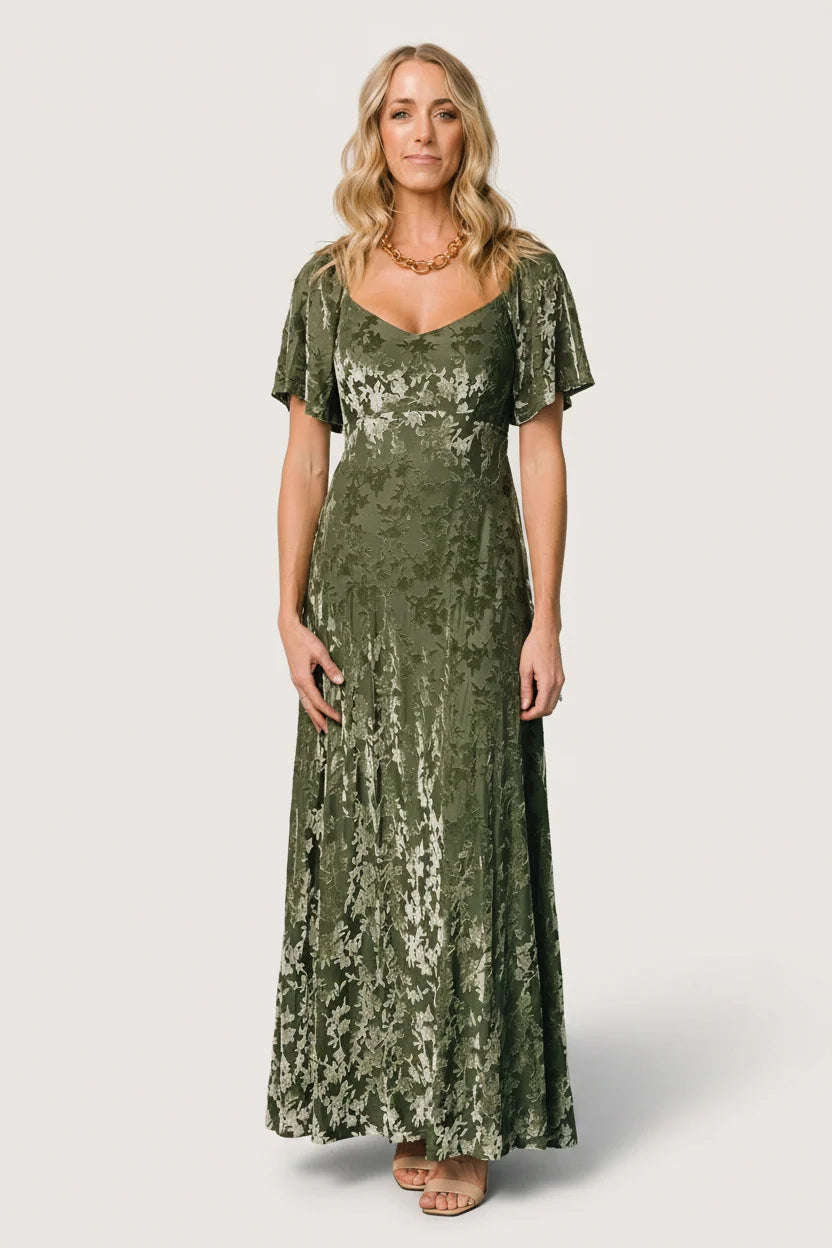 Everley Velvet Maxi Dress | Dark Sage