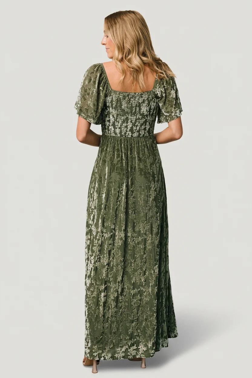 Everley Velvet Maxi Dress | Dark Sage