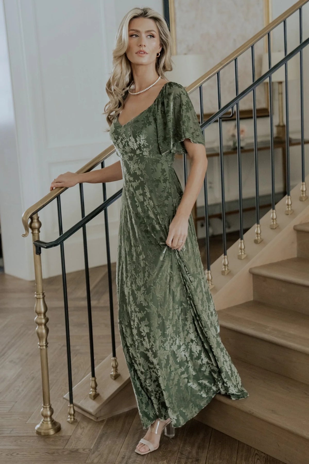 Everley Velvet Maxi Dress | Dark Sage