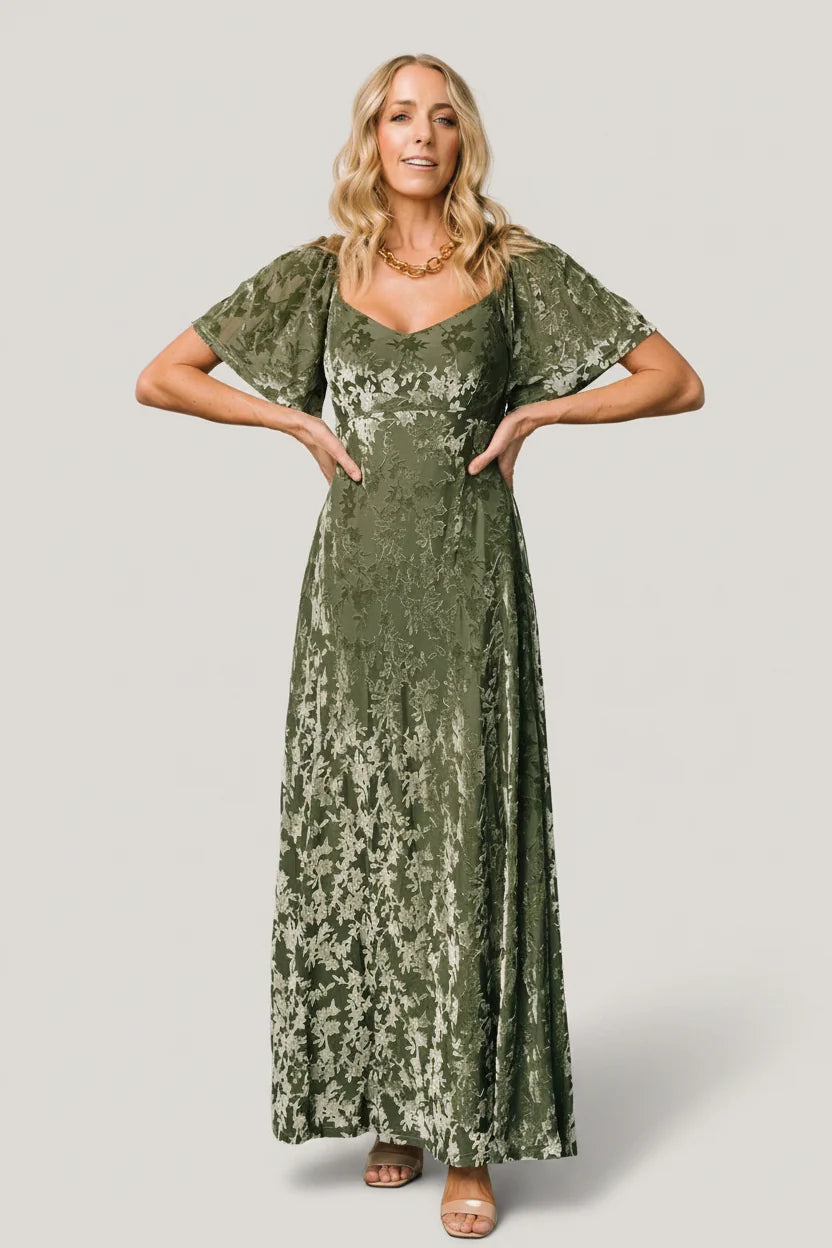 Everley Velvet Maxi Dress | Dark Sage Main image