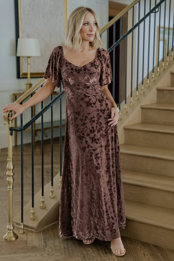 Everley Velvet Maxi Dress | Espresso