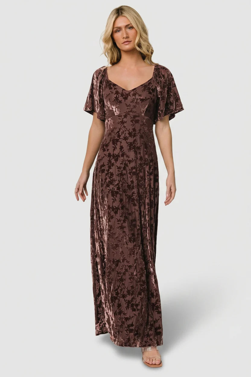 Everley Velvet Maxi Dress | Espresso