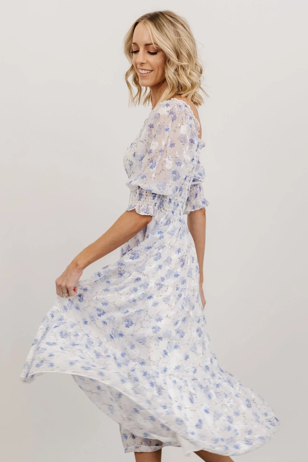 Fabian Jacquard Midi Dress | Blue Floral