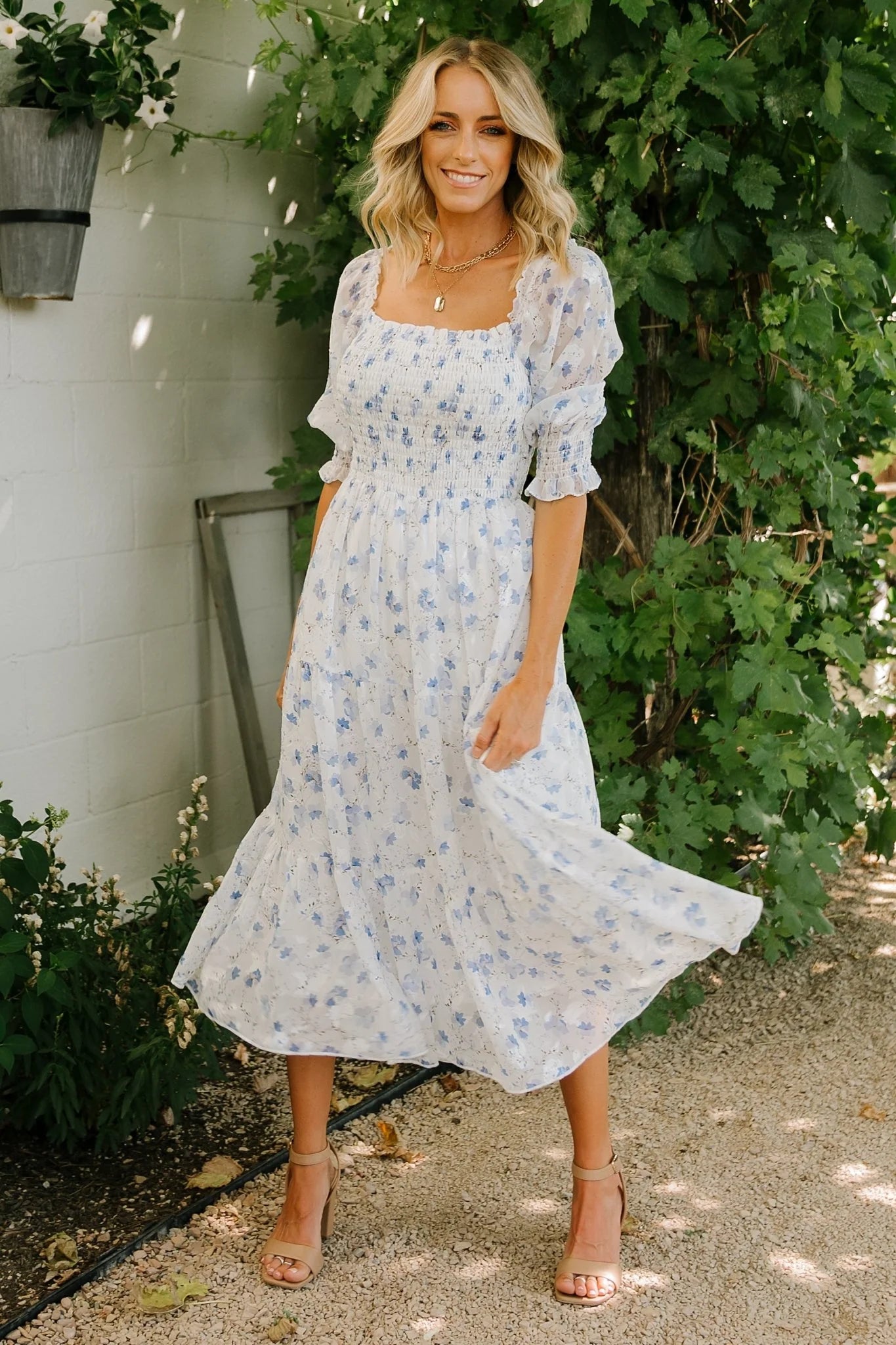 Fabian Jacquard Midi Dress | Blue Floral Secondary image