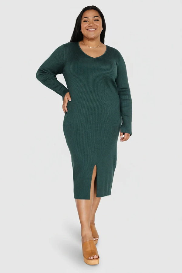 Fairmount Ribbed Midi Dress | Green