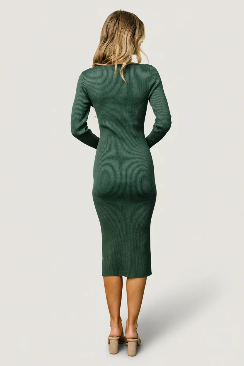Fairmount Ribbed Midi Dress | Green