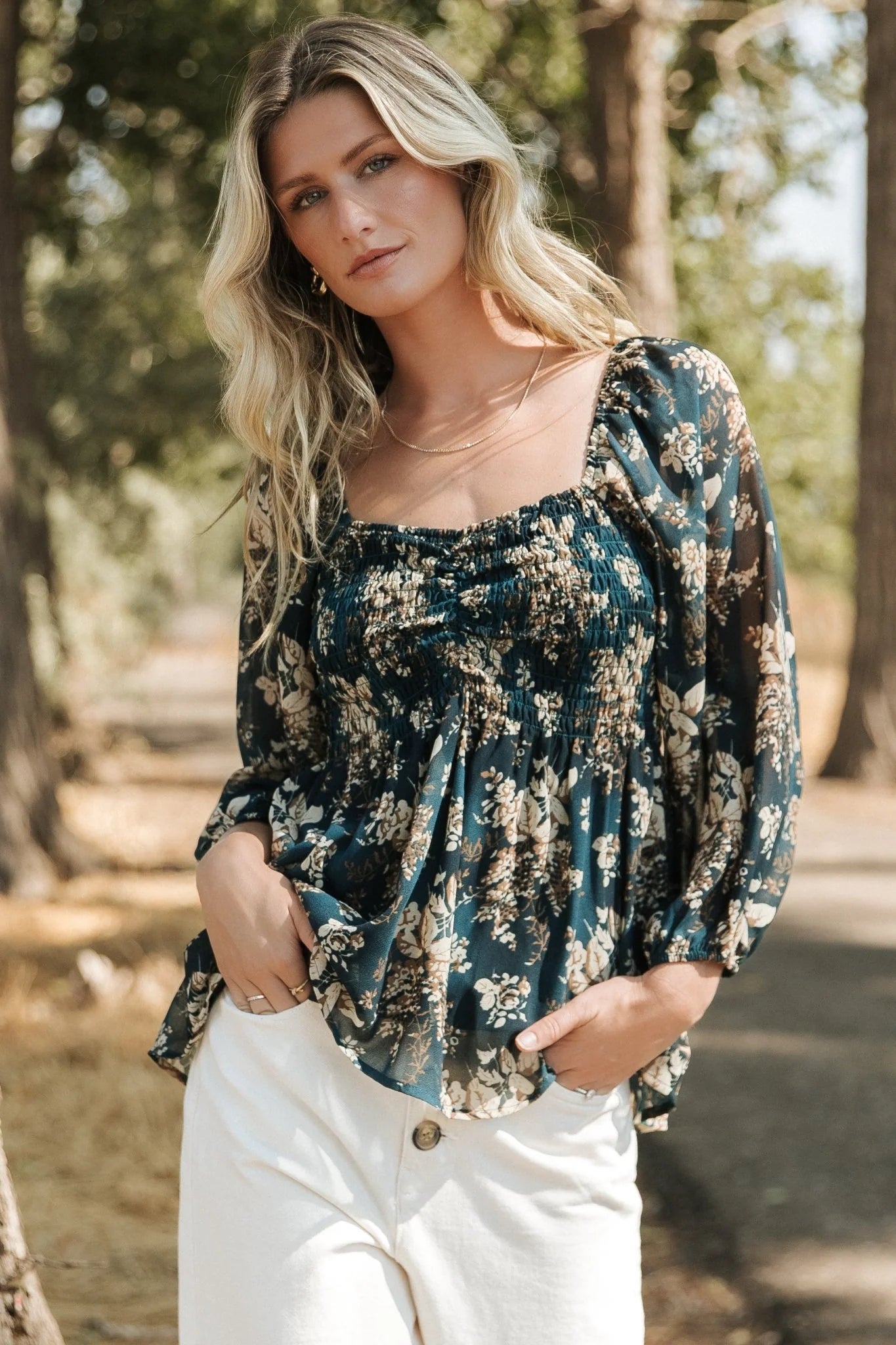 Fenna Smocked Top | Topaz Floral Secondary image