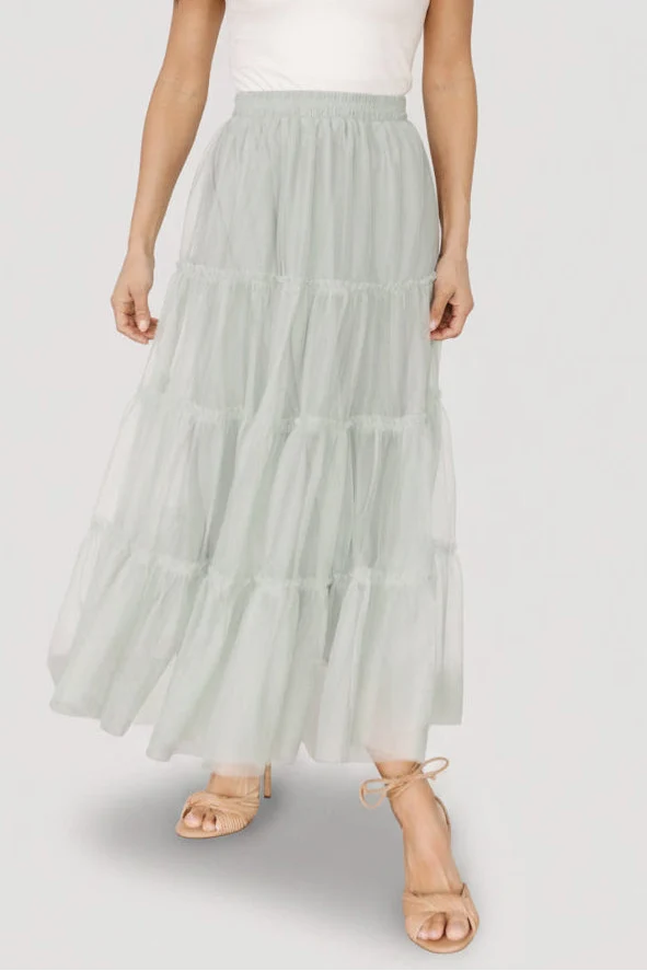 Galena Tulle Skirt | Light Sage Main image