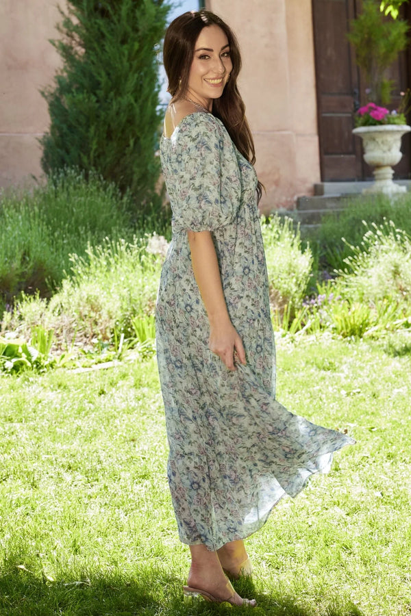 Ginny Maxi Dress | Light Green Floral