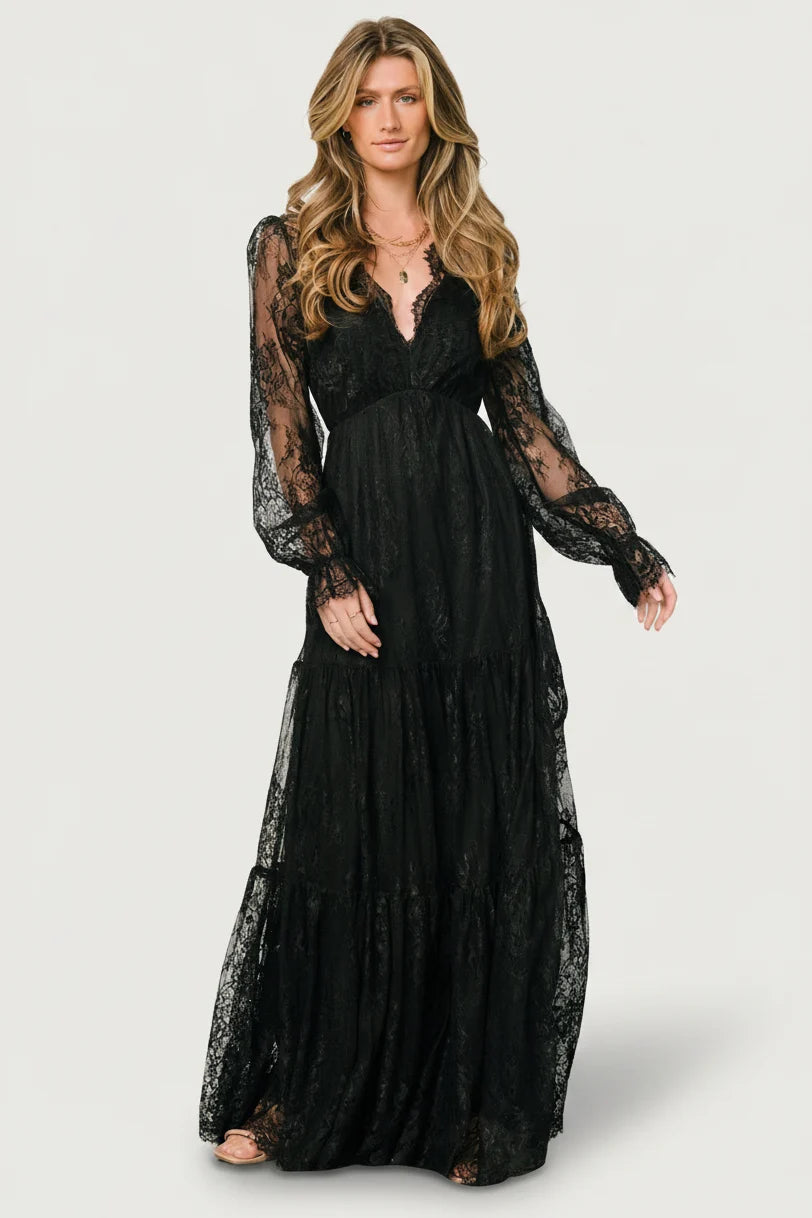 Gloria Lace Maxi Dress | Black Secondary image