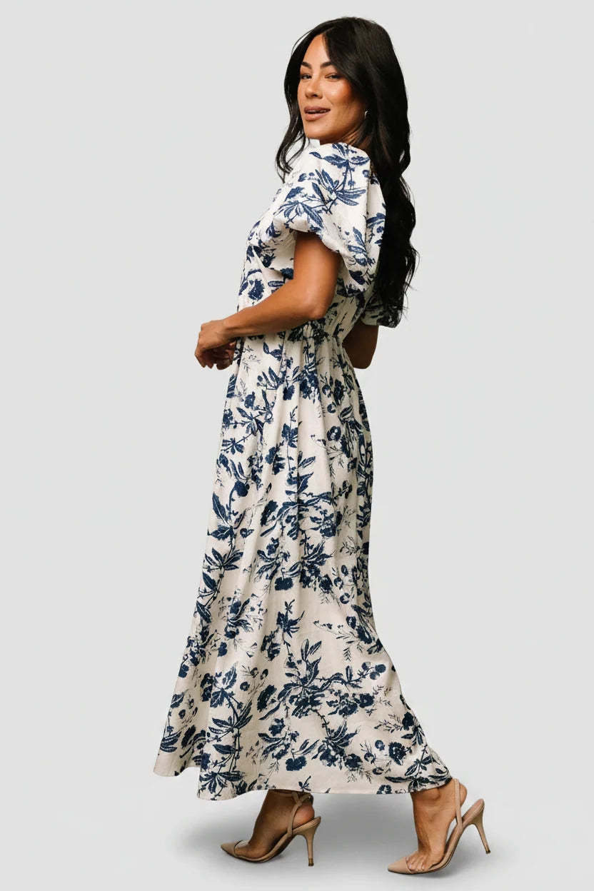 Graceland Maxi Dress | Cream + Navy Floral