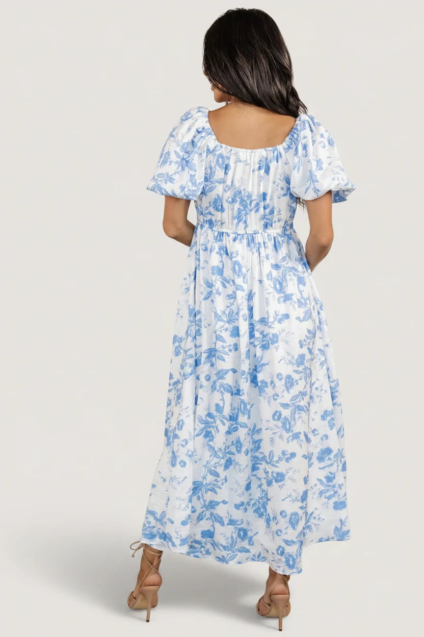 Graceland Maxi Dress | White + Blue Floral