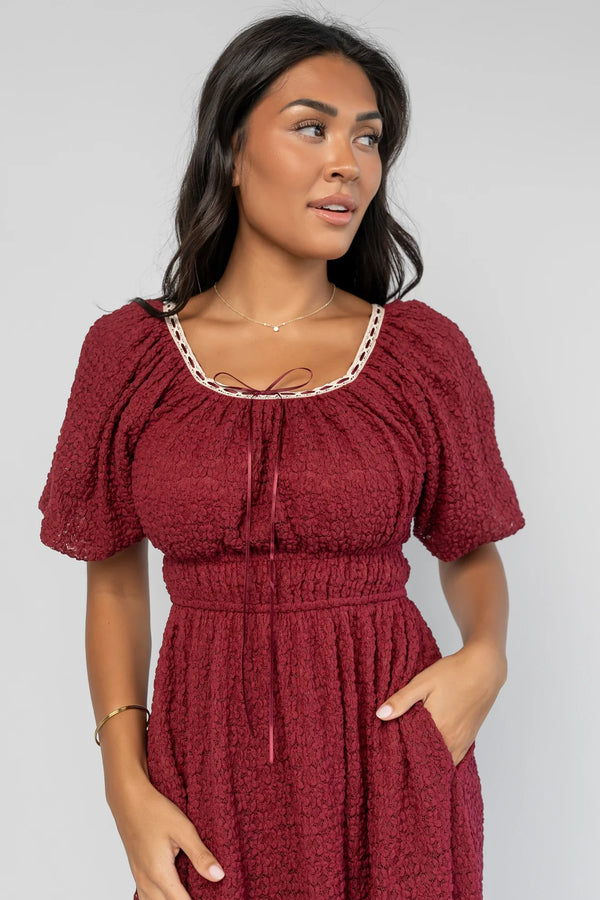 Gwyneth Short Dress | Burgundy