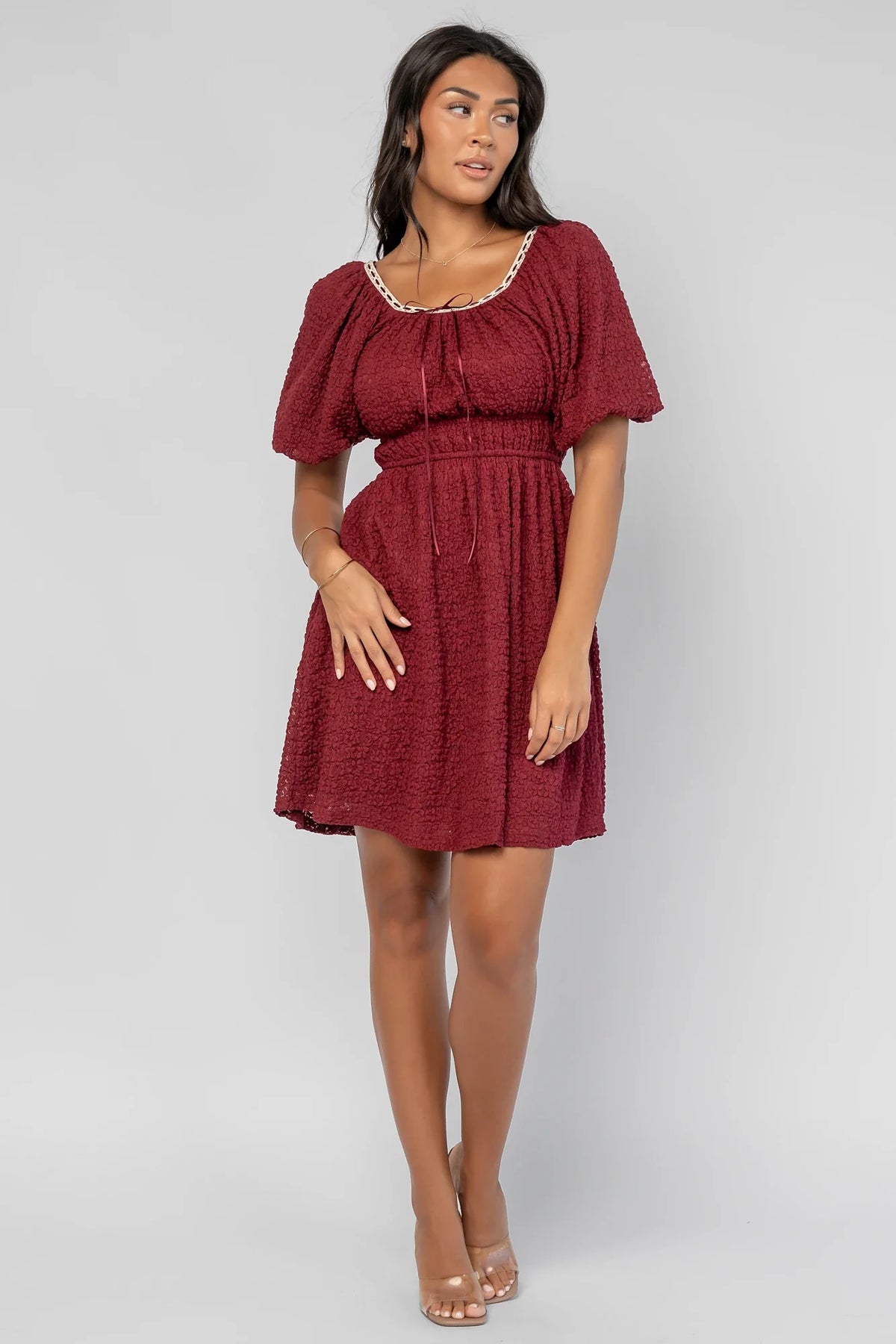 Gwyneth Short Dress | Burgundy Main image