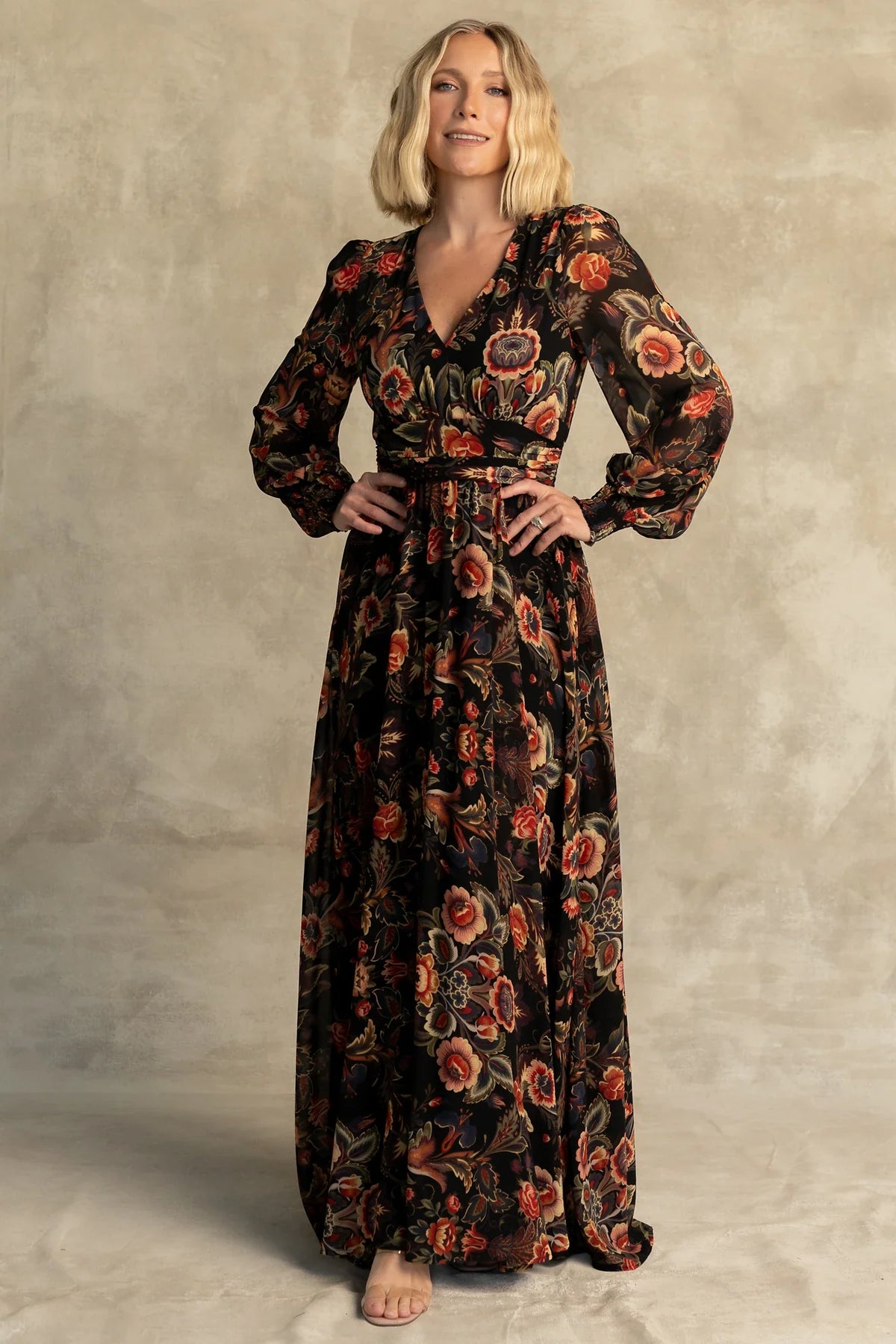 Hera Maxi Dress | Black Multi Print Main image