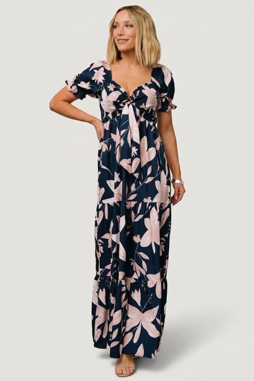 Hilaria Maxi Dress | Navy + Blush Main image