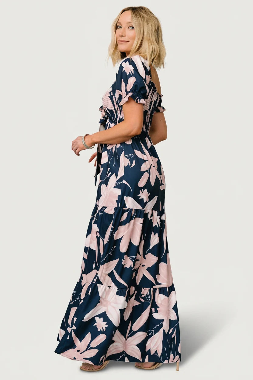 Hilaria Maxi Dress | Navy + Blush