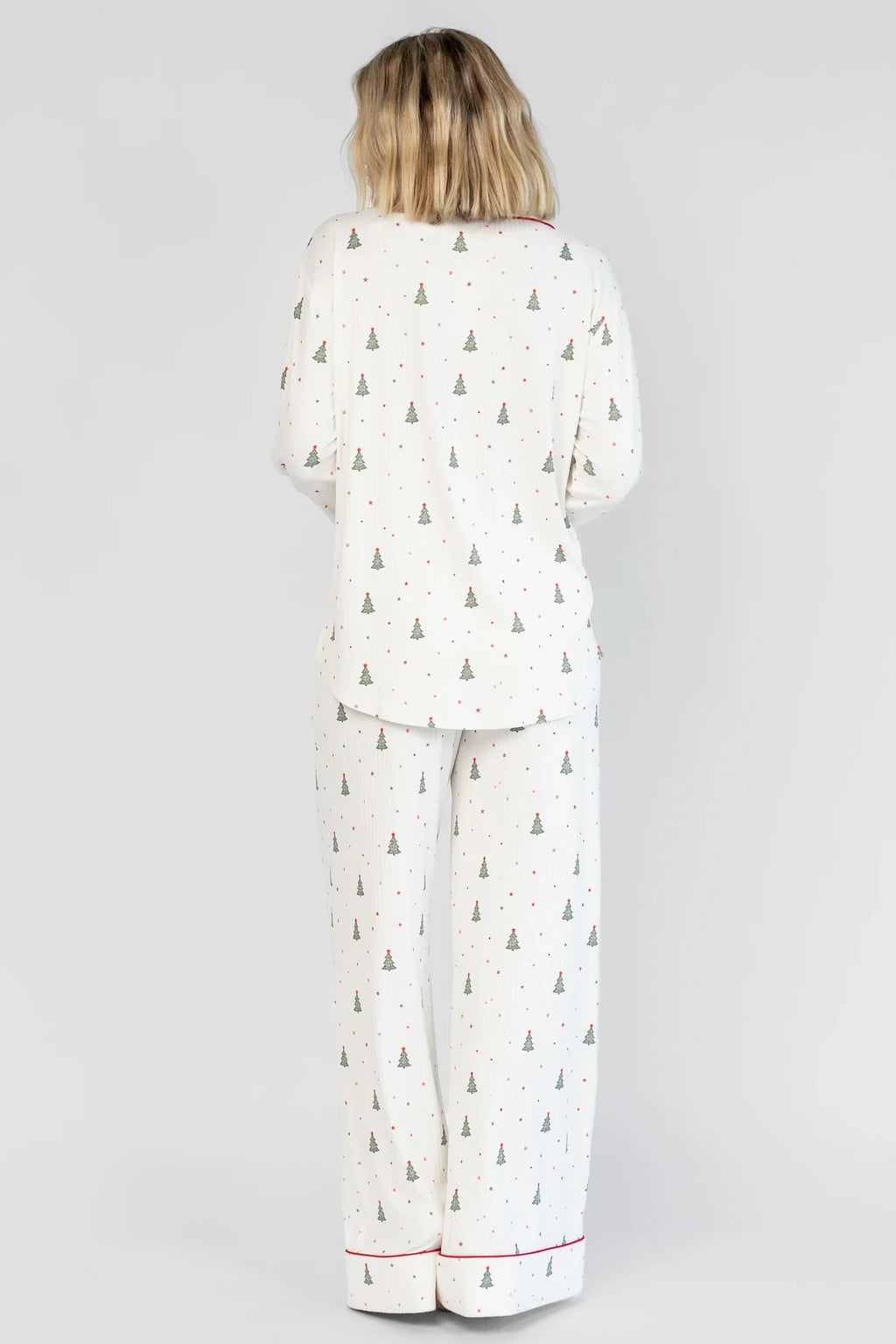 Holiday Cozy Rib Knit Pajamas | Ivory + Evergreen