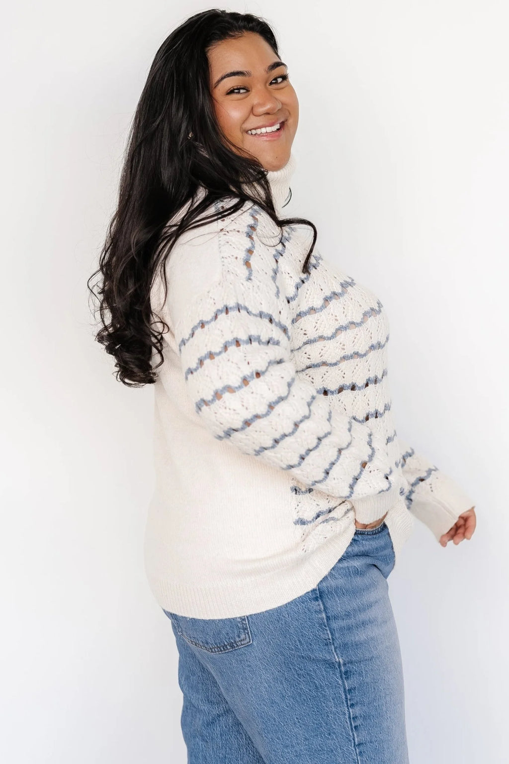 Hollis Knit Sweater | Ivory + Blue
