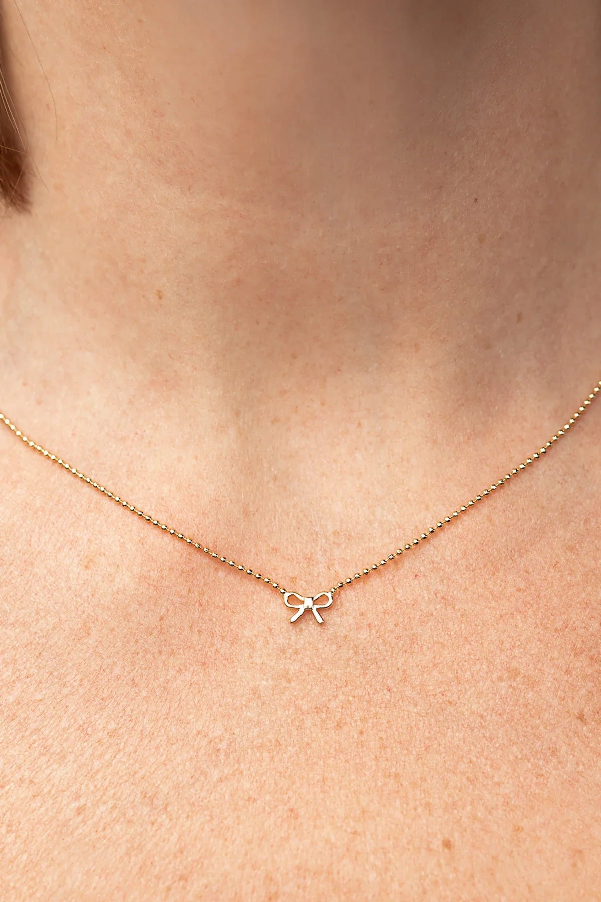 Holly Ribbon Bow Necklace | Gold