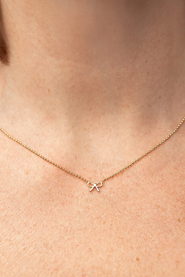 Holly Ribbon Bow Necklace | Gold
