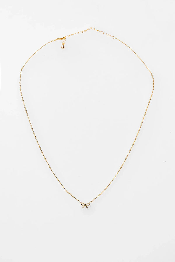 Holly Ribbon Bow Necklace | Gold