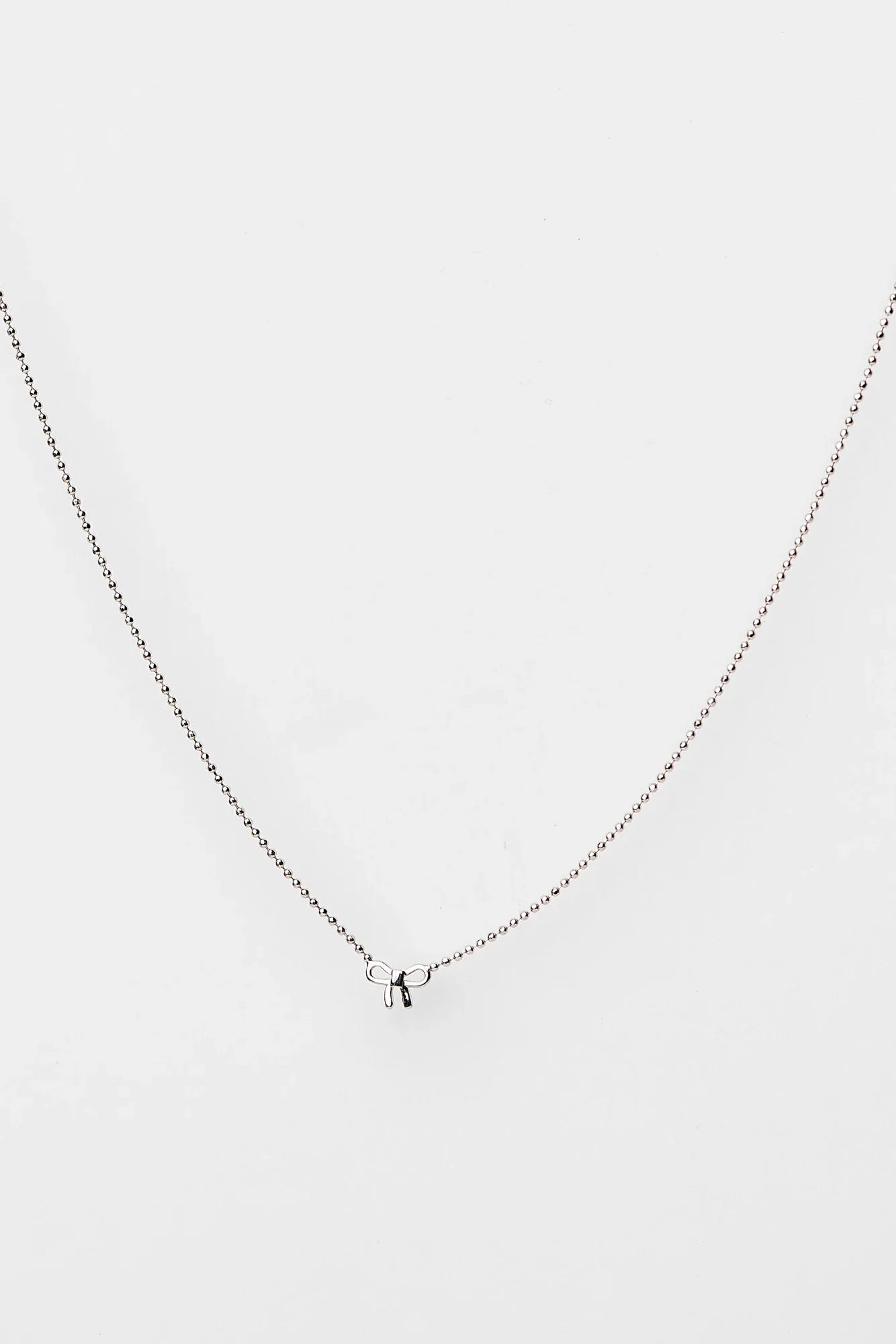 Holly Ribbon Bow Necklace | Silver Secondary image